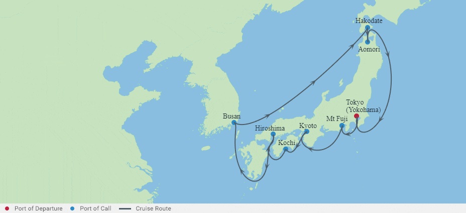 Celebrity Millennium Cruise Ship Best of Japan Map