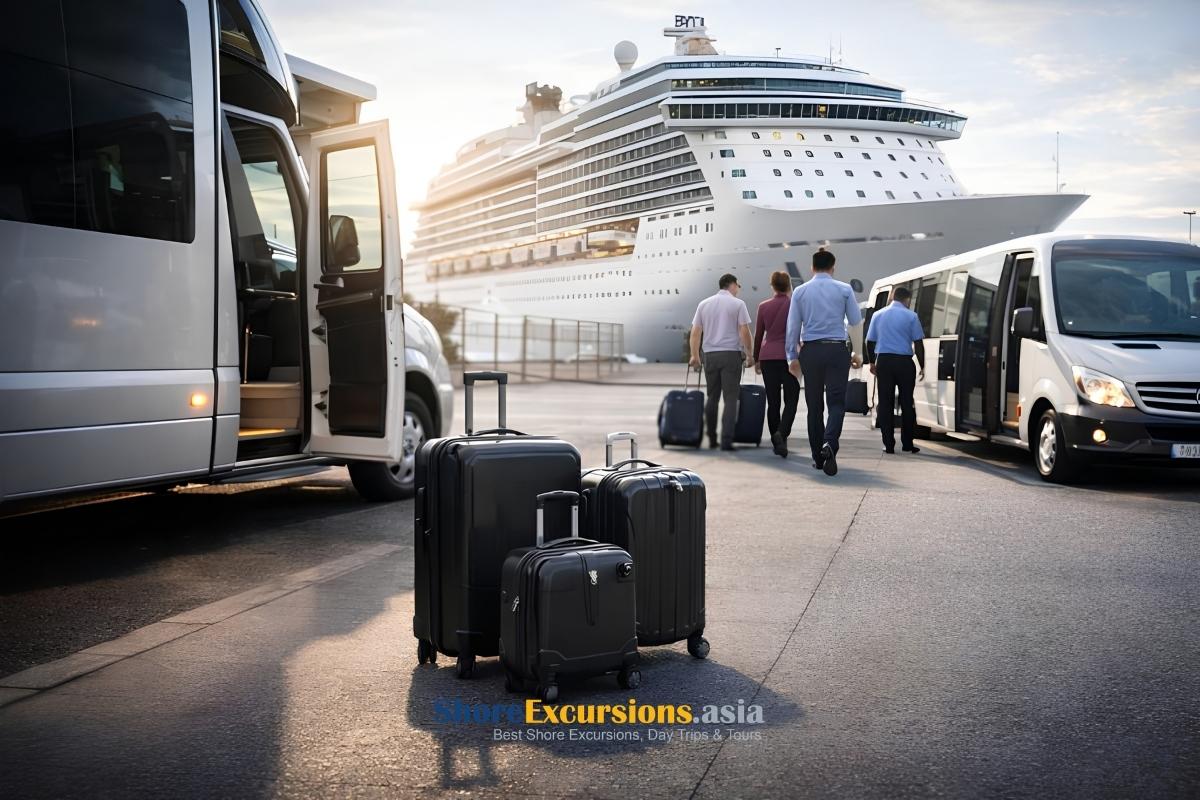 Cruise port to airport transfer with luggage in Asia