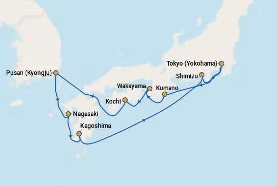 Diamond Princess shore excursions - Itinerary Aug 16