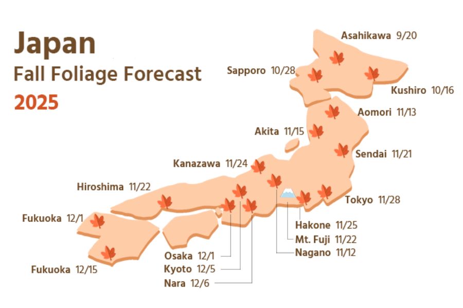 Japan fall foliage map 2025