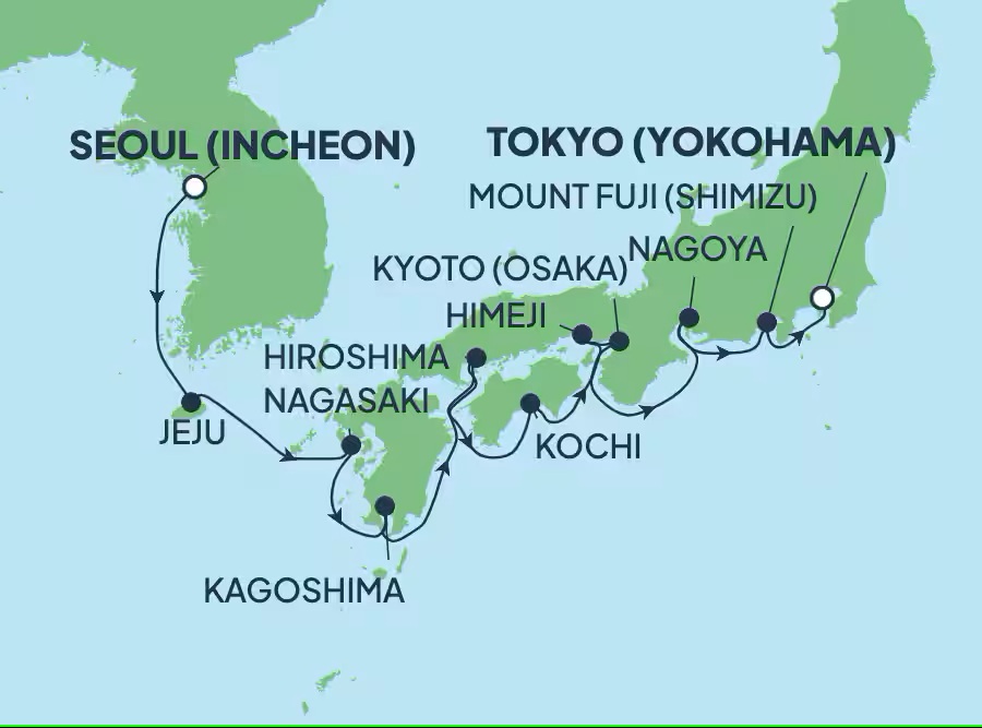 NCL Spirit 10 days one-way from Incheon to Tokyo
