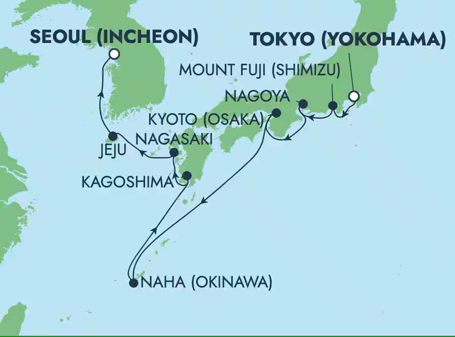NCL Sun 11 Days One-way from Yokohama to Incheon