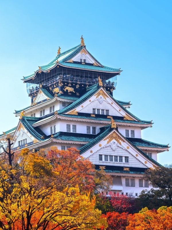 Osaka castle in autumn