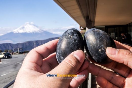 Try black eggs on Shimizu cruise excursions