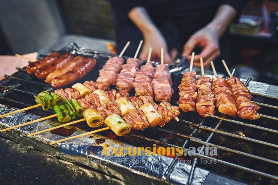Yakitori on shore excursions Fukuoka